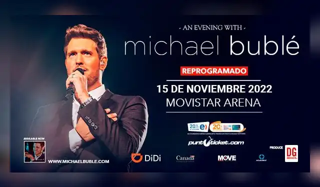 Michael Bublé en Chile 2022. Foto: Puntoticket.com