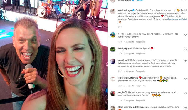 A través de sus redes sociales, Emilia Drago se mostró sonriente junto a Raul Romero mientras se encontraban arriba de un escenario. Foto: Composición / Instagram