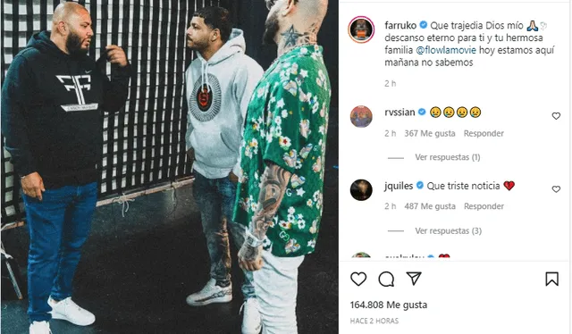 Farruko lamenta la muerte de La Flow Movie. Foto: Farruko/Instagram