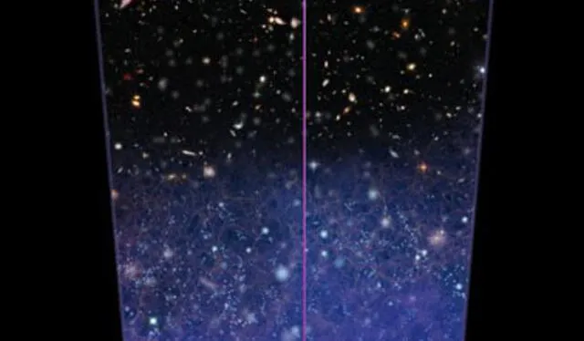 Esta imagen representa la historia de la formación del universo y cómo James Webb la 'espiará hasta acercarse al Big Bang. Foto: Space Telescope Science Institute (STSci)