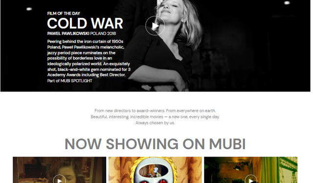 Catálogo de Mubi. Foto: Mubi