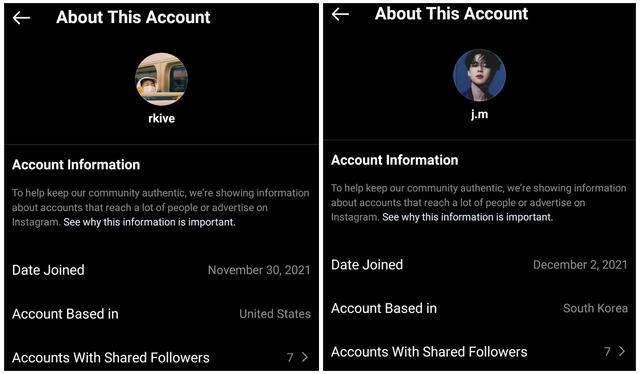 BTS en Instagram: información sobre cuentas de RM y Jimin. Foto: composición LR / imágenes IG