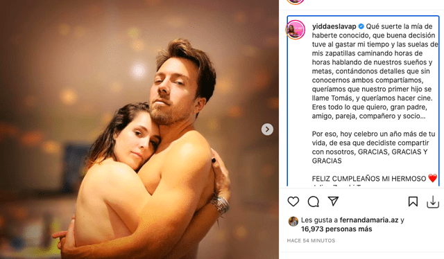 El tierno mensaje de Yiddá Eslava a Julián Zucchi. Foto: captura Instagram