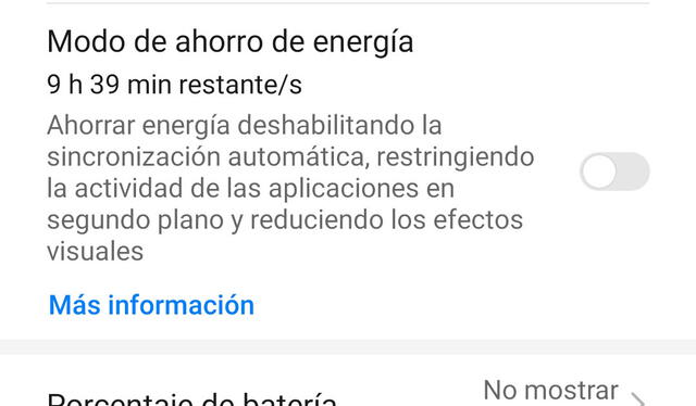 Modos de batería del Huawei Nova 8i. Foto: captura LR