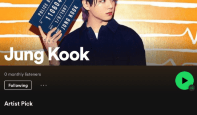 Elección de artista en el perfil de Jungkook. Foto: Spotify