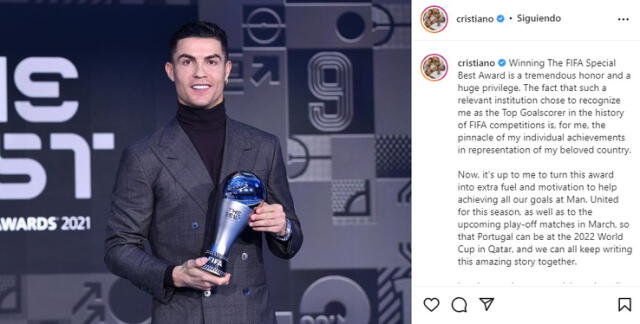 Publicación Cristiano Ronaldo. Foto Captura Instagram
