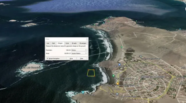 Primer cálculo de Fairlie referido al tamaño del área afectada dispuesto por Repsol: 18,000 metros cuadrados de mar contaminado. Una pequeñez. Foto: cortesía de Fairlie.