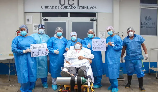 Él es un paciente diabético que ingresó con una insuficiencia respiratoria severa debido al virus. Foto: EsSalud Tumbes   