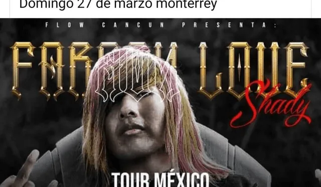 Faraón Love Shady anuncia conciertos en distintos lugares de México, entre ellos Cancún. Foto: Facebook Zero Live