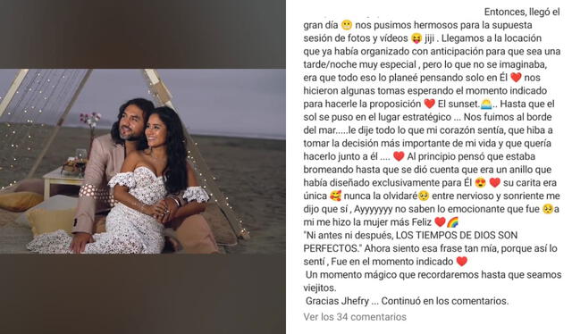  Segunda parte del post de Mayella Lloclla sobre su proposición de matrimonio. Foto: captura Mayella Lloclla/Instagram    