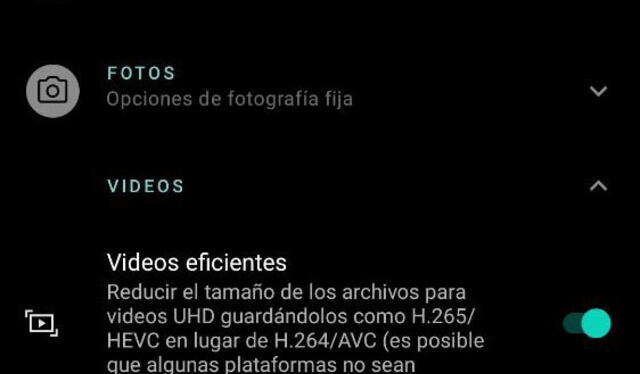 Opción Videos. Foto: captura Moto G60s