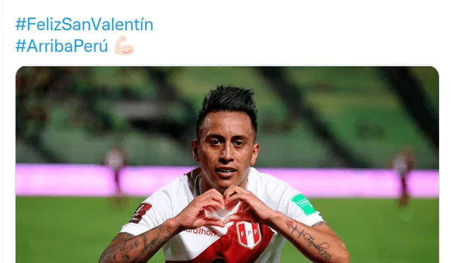 La selección peruana envió un saludo por San Valentín a toda la hinchada. Foto: captura Twitter