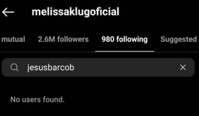 Melissa Klug ya no sigue a Jesús Barco en Instagram. Foto: Melissa Klug/ Instagram