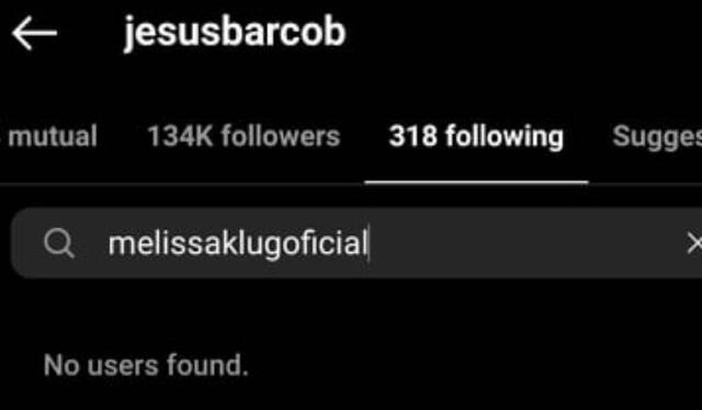 Jesús Barco ya no sigue a Melissa Klug en Instagram. Foto: Jesús Barco/ Instagram