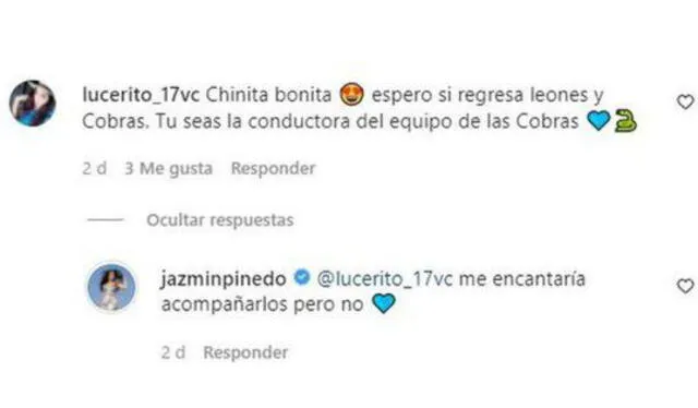 Jazmín Pinedo responde a usuaria que espera su regreso en EEG 2022. Foto: Instagram.