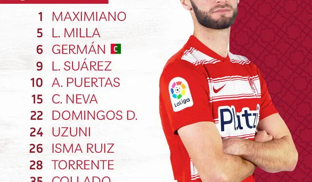 Once titular de Granada. Foto: Twitter Granada