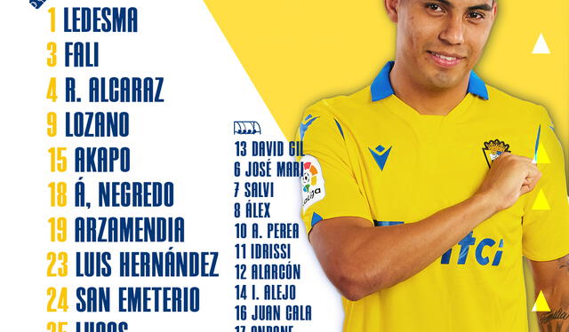 Once titular de Cádiz. Foto: Twitter Cádiz