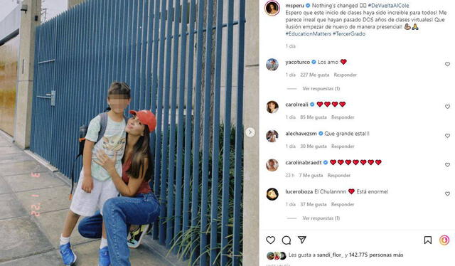 Natalie Vértiz acompaña a su hijo hasta la puerta de su colegio. Foto: Natalie Vértiz/ Instagram