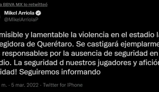 El presidente ejecutivo de la Liga MX también dio a conocer su opinión. Foto: Mikel Arriola twitter