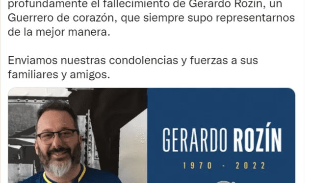 El club favorito de Gerardo Rozín se pronunció en redes. Foto: Twitter