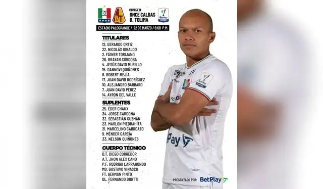 Formación confirmada del Once Caldas. Foto: Once Caldas (Twitter)