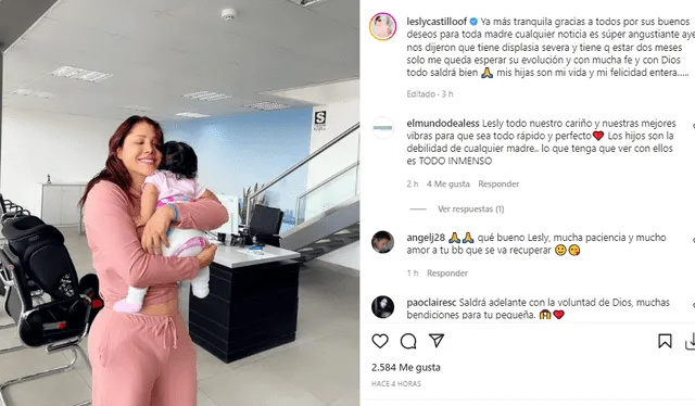 Lesly Castillo cuenta detalles de la salud de su hija menor. Foto: Lesly Castillo/Instagram