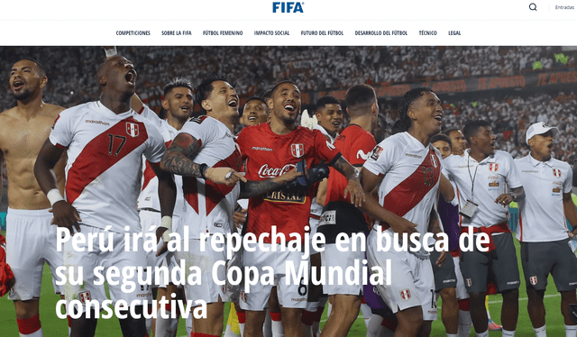 Perú jugará el repechaje. Foto: captura de FIFA