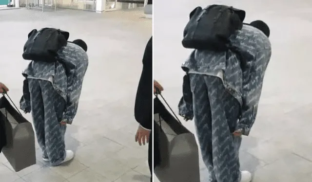 Jungkook de BTS hizo una reverencia a ARMY en el aeropuerto Incheon tras su llegada a Corea del Sur desde Las Vegas. Foto: captura Newsen