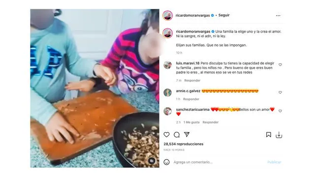 Ricardo Morán se luce con sus hijos. Foto: captura Instagram