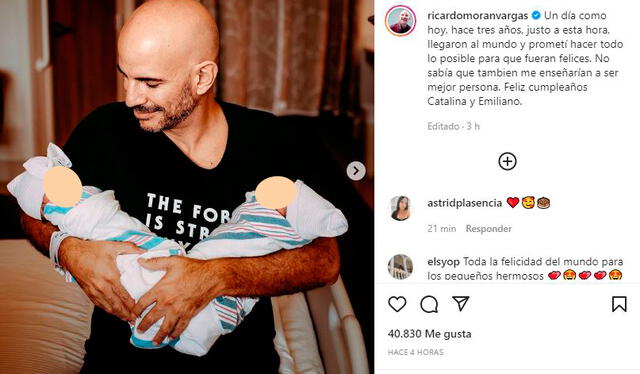 Ricardo Morán celebra el cumpleaños de sus mellizos. Foto: Ricardo Morán/Instagram.