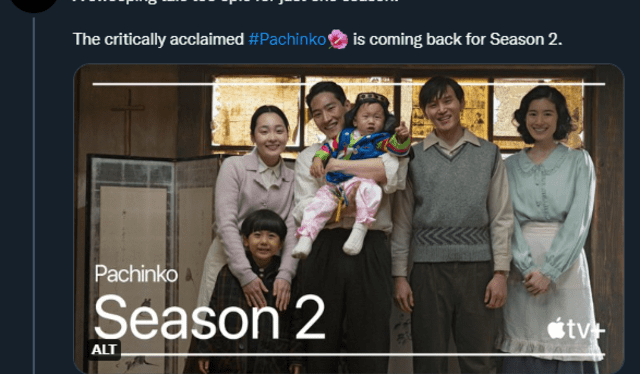 Confirman segunda temporada de "Pachinko". Foto: Apple TV Plus