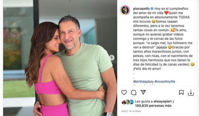María Pía Copello dedica romántico mensaje a su esposo Samuel Dyer por su cumpleaños. Foto: captura Instagram