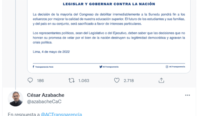 César Azabache busca juntar 5.000 firmas para demandar al Congreso ante el Tribunal Constitucional. Foto: captura/Twitter