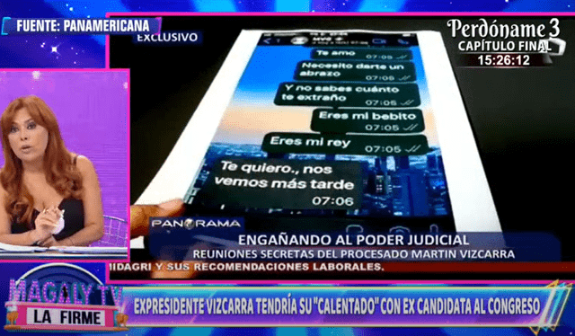 Chats de Martín Vizcarra y excandidata al Congreso. Foto: captura de ATV