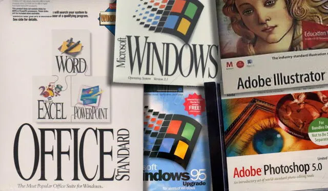 Durante los años 90, Windows se estableció como el sistema operativo más usado, mientras que Adobe absorbió buena parte de su competencia en el mercado de software para diseño. Foto: Composición LR