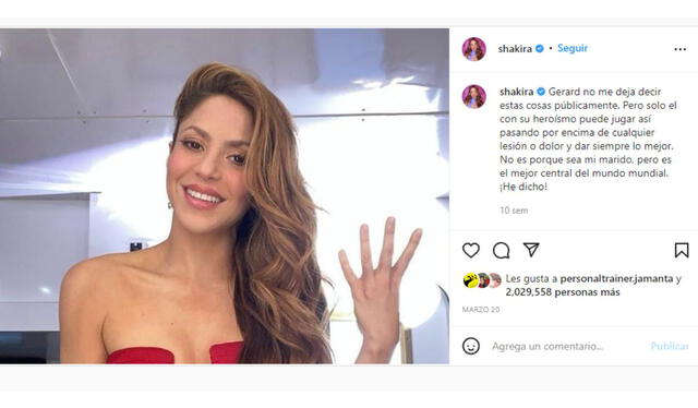 Shakira hizo una romántica publicación para Gerard Piqué en marzo último. Foto: Shakira/Instagram