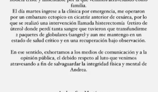 Andrea San Martín fue sometida a una histerectomía. Foto: Instagram