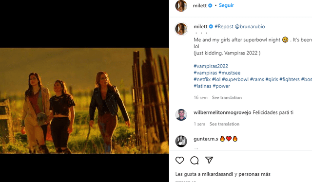 Milett Figueroa está feliz con su papel en producción de Netflix. Foto: Instagram
