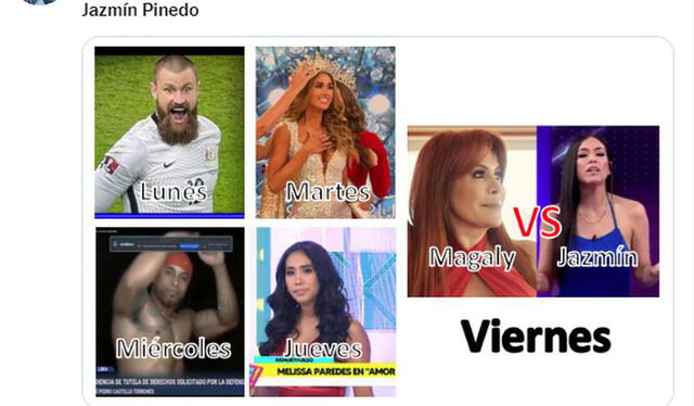 Los más divertidos memes del enfrentamiento entre Magay Medina y Jazmín Pinedo. Foto: Twitter