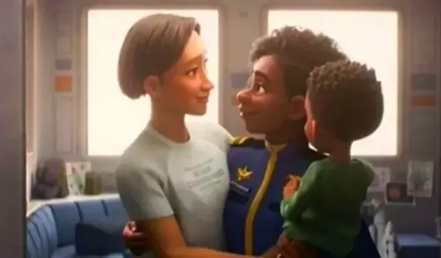 Escena de "Lightyear" en la que se muestra a Alisha Hawthorne, comandante de Buzz, junto a su familia. Foto: Disney/ Pixar
