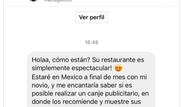 Manuela Gutiérrez señaló que el chef la tiene bloqueada de sus redes sociales. Foto: captura de Twitter / Edgar Nuñez