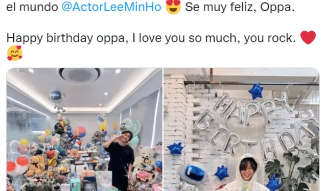 Fans de Lee Min Ho lo saludaron por su cumpleaños en las redes. Foto: captura/Twitter