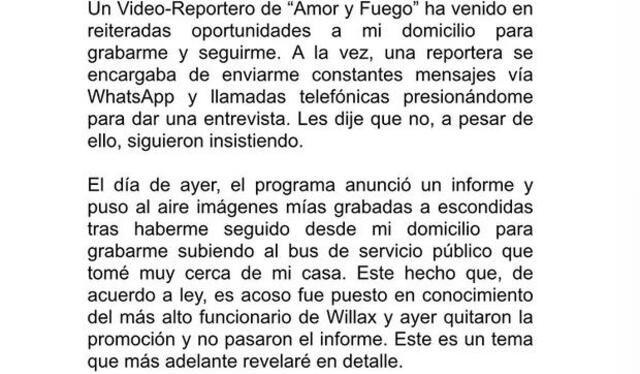 Fiorella Retiz revela que reporteros de "Amor y fuego" la han grabado sin su autorización. Foto: Instagram