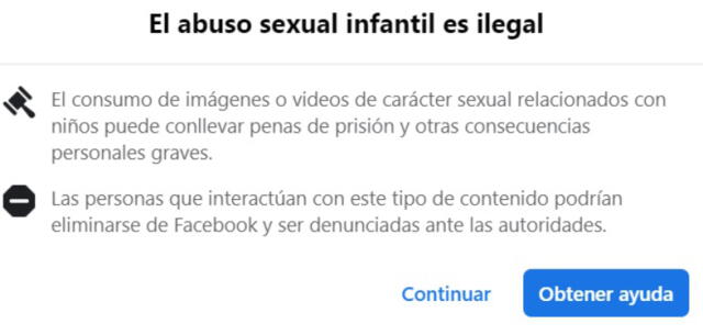 La plataforma indica los peligros de este contenido. Foto: Facebook