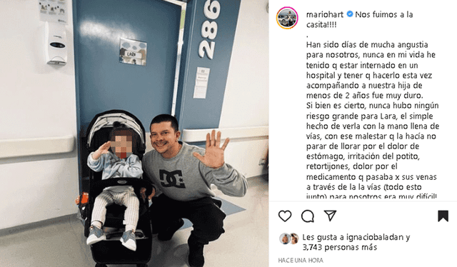 Mario Hart sobre la salud de su hija. Foto: captura de Instagram