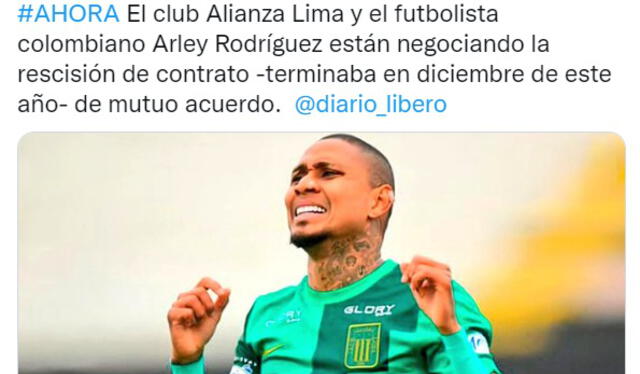 Arley Rodríguez fue fichado por Alianza Lima desde Carlos A Mannucci. Foto: captura de @theatharis/Twitter