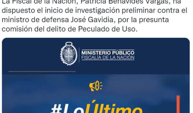 Ministerio Público sobre caso de José Gavidia