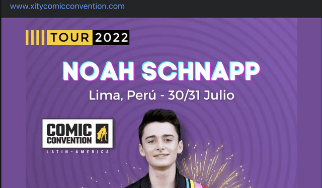 Noah Schnapp estará en la Comic Con Lima 2022 el 30 y el 31 de julio. Foto: Noah Schnapp/ Facebook
