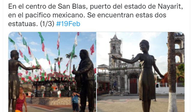 La historia de la mujer que se comparte en el puerto de San Blas permitió que la homenajearan con una estatua. Foto: captara de Twitter/ @Maná Venezuela