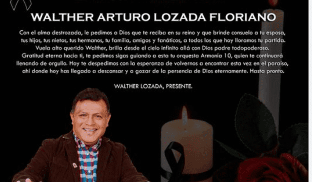 Walther Lozada falleció. Foto: Armonía 10/ Facebook